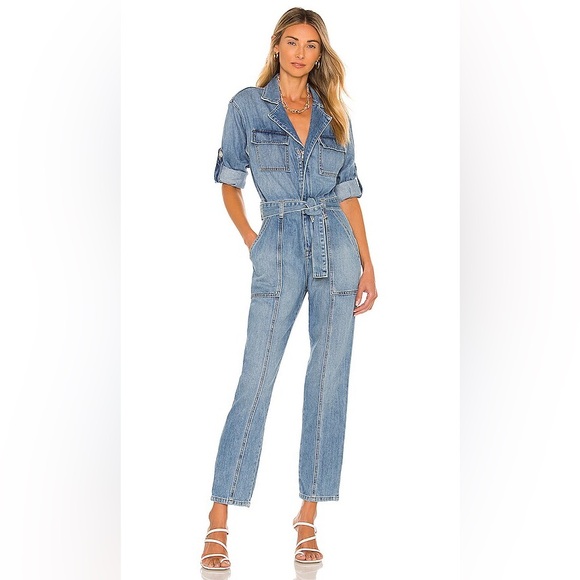 Jonathan Simkhai Pants - Jonathan Simkhai Beck Denim Jumpsuit Women's Size 6 Casual Belt Revolve Utility